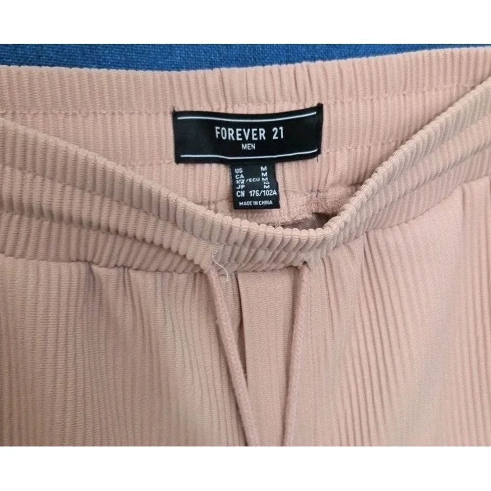 Forever 21 Men's M Rib Knit Lounge Joggers Pink Tapered Stretch Streetwear Pants